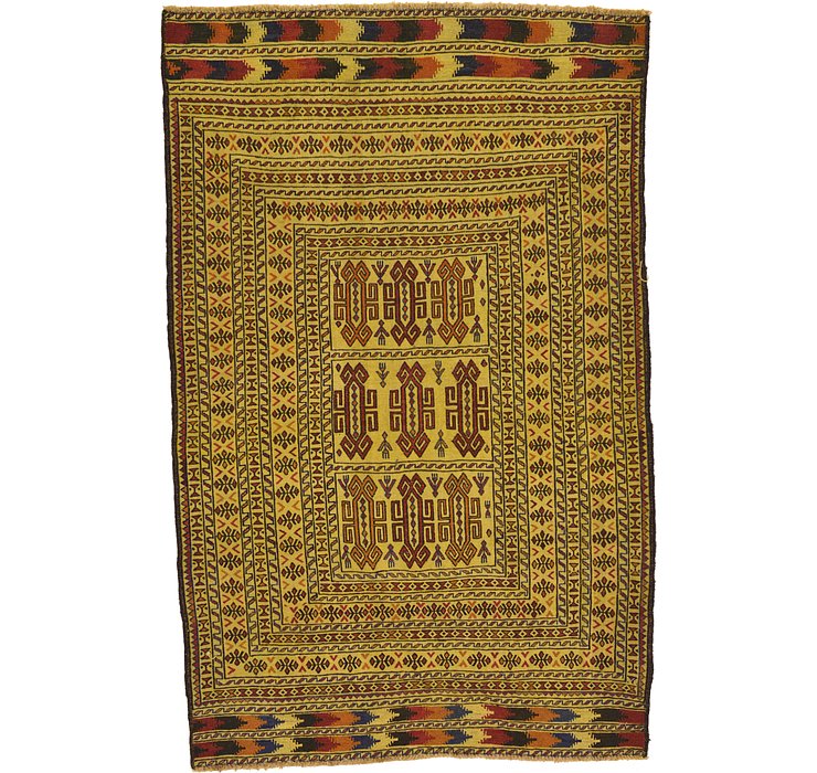 4' 2 x 6' 6 Kilim Afghan Rug