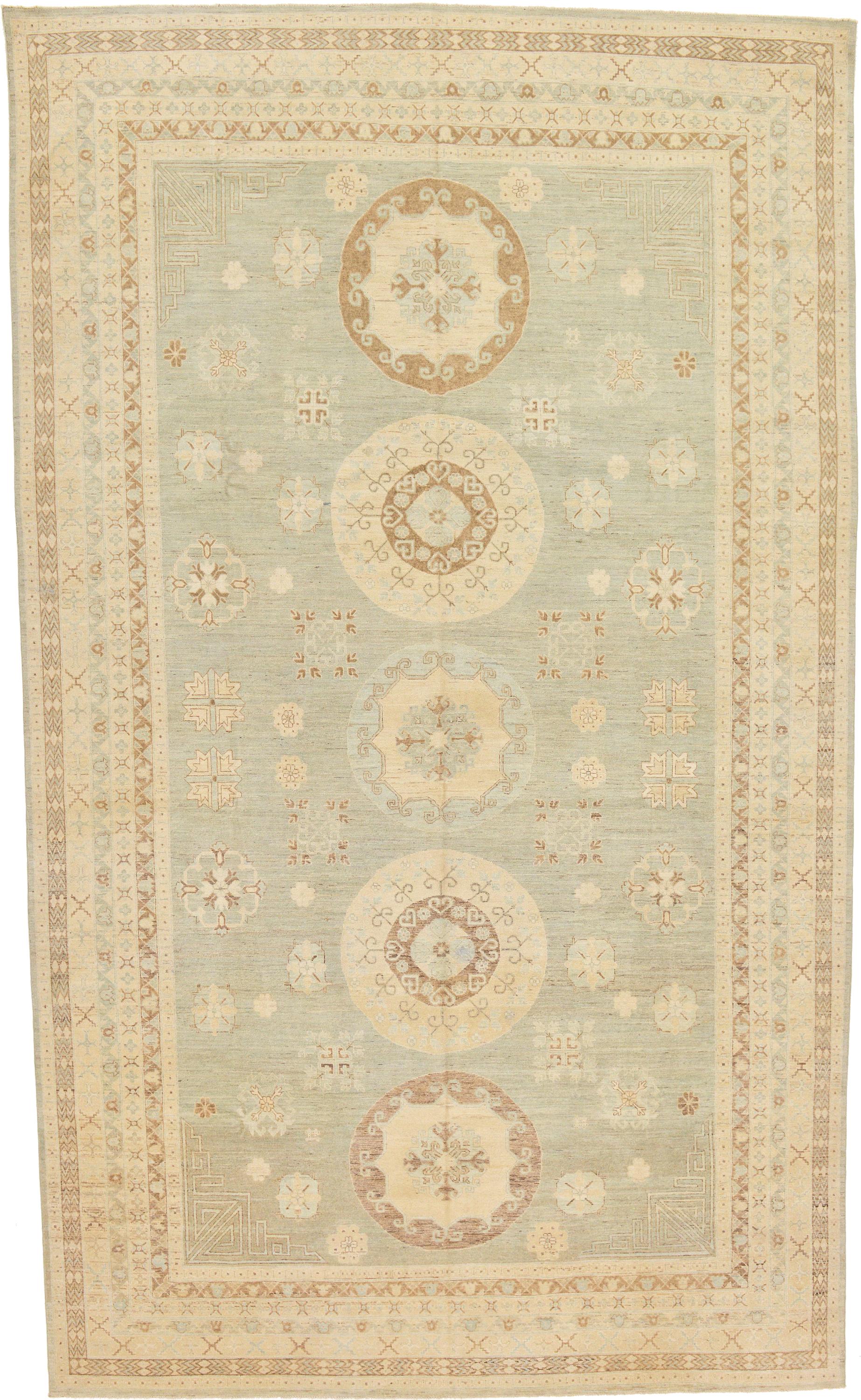 Light Green 11' 3 x 19' Khotan Ziegler Oriental Rug eSaleRugs