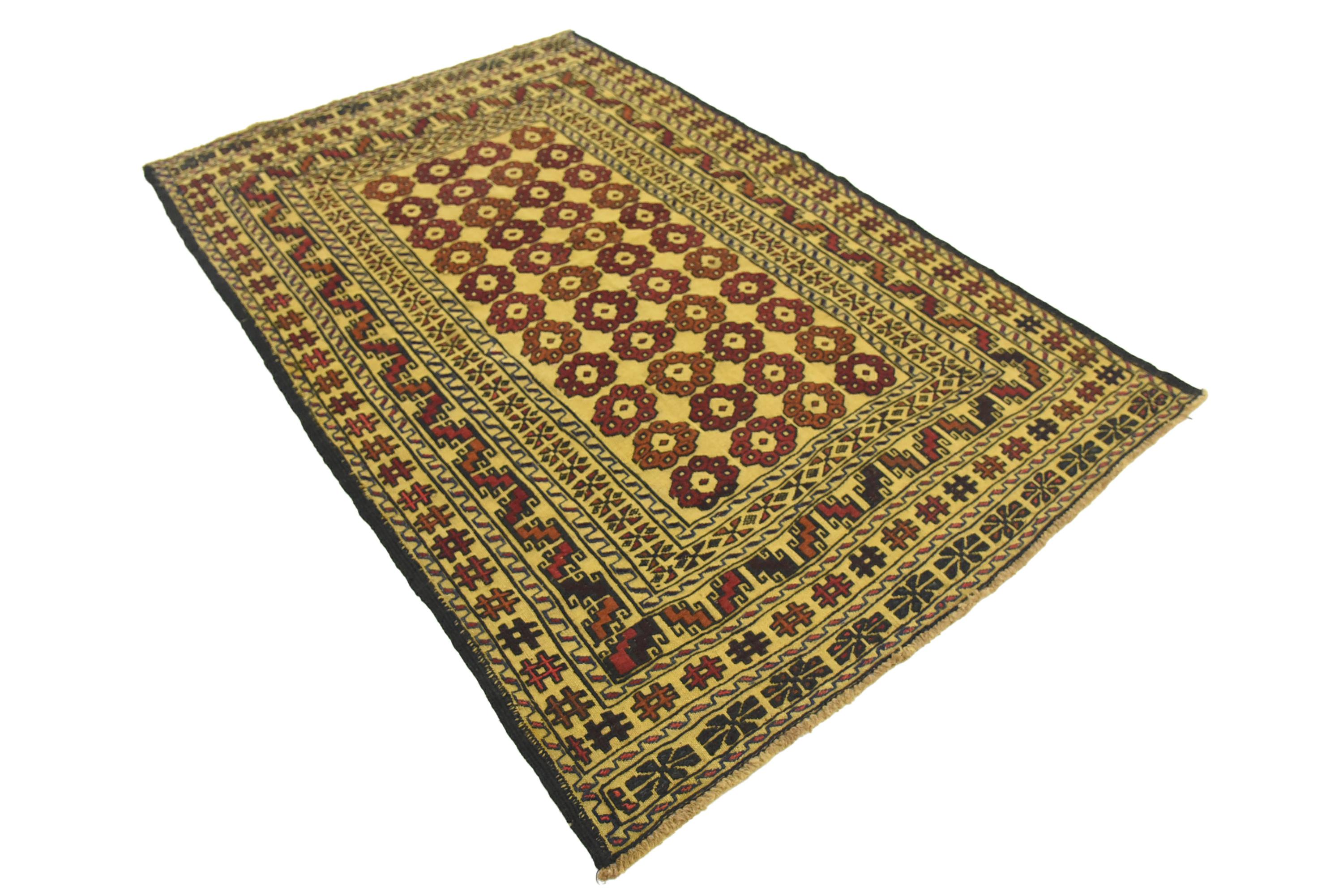 Gold 4' x 6' Kilim Afghan Rug iRugs UK