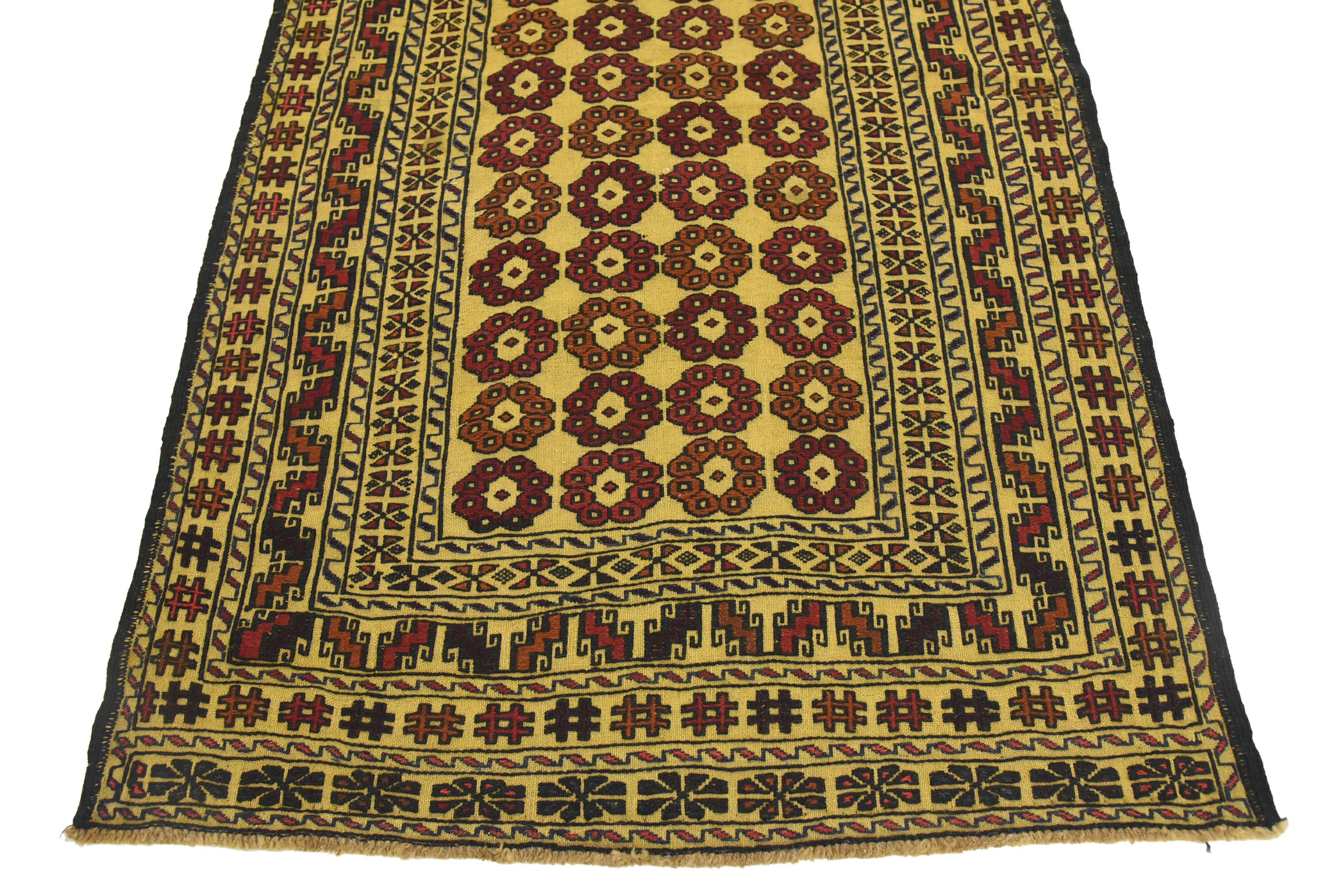 Gold 4' x 6' Kilim Afghan Rug iRugs UK