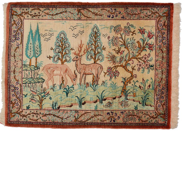 1' 11 x 2' 6 Qom Persian Rug