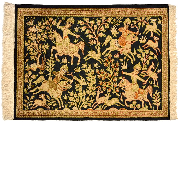 1' 11 x 2' 7 Qom Persian Rug