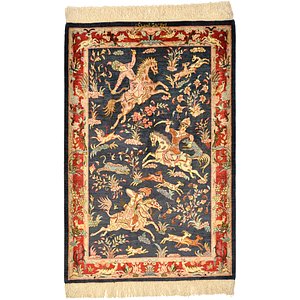 HandKnotted 1' 11 x 2' 11 Qom Persian Rug
