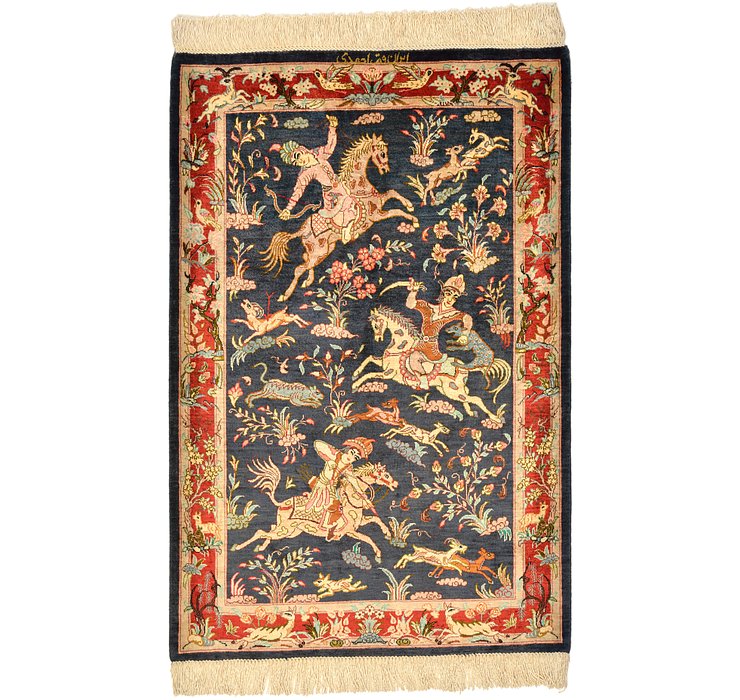HandKnotted 1' 11 x 2' 11 Qom Persian Rug