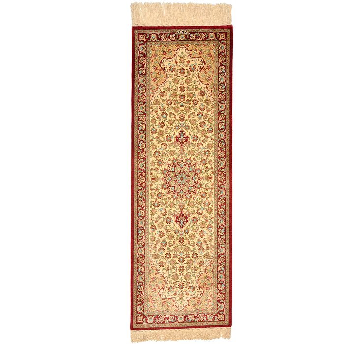 HandKnotted 1' 4 x 3' 10 Qom Persian Runner Rug