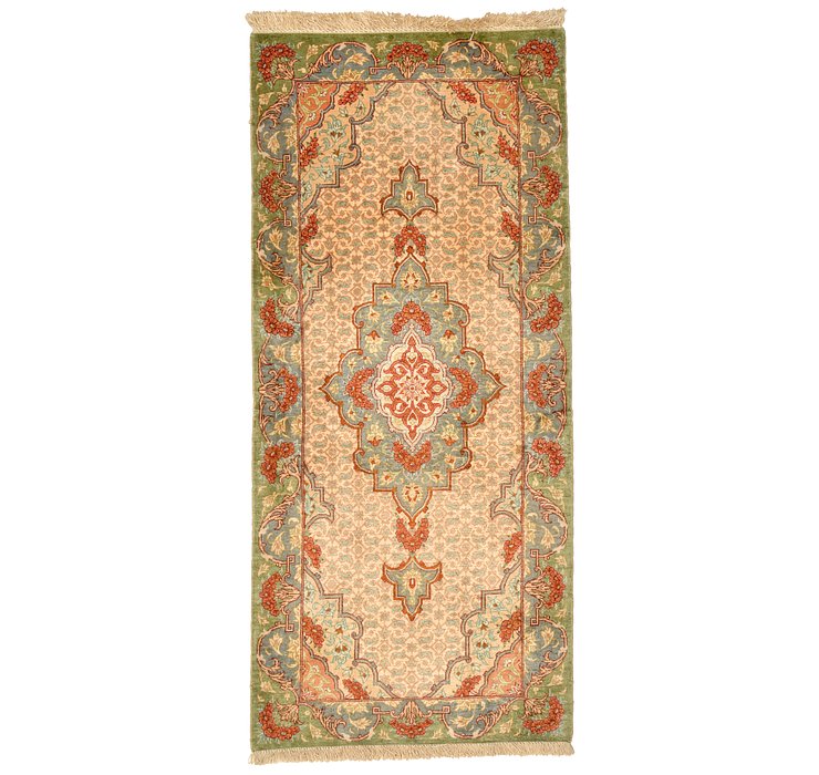 HandKnotted 1' 5 x 3' 2 Qom Persian Runner Rug