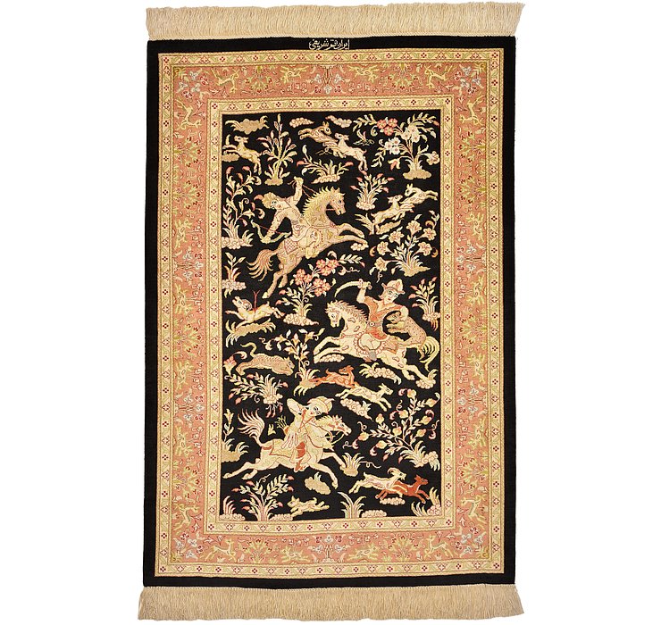 2' 7 x 3' 11 Qom Persian Rug