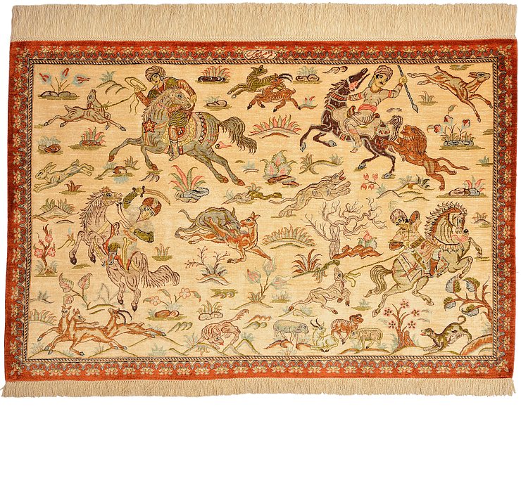 2' 7 x 3' 11 Qom Persian Rug