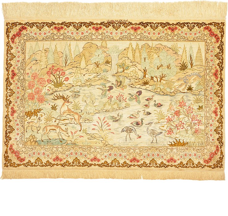 2' 7 x 3' 10 Qom Persian Rug