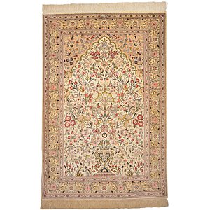 3' 4 x 4' 11 Qom Persian Rug