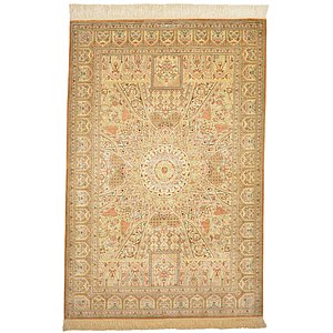 3' 4 x 4' 11 Qom Persian Rug