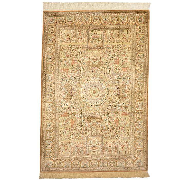 HandKnotted 3' 4 x 4' 11 Qom Persian Rug