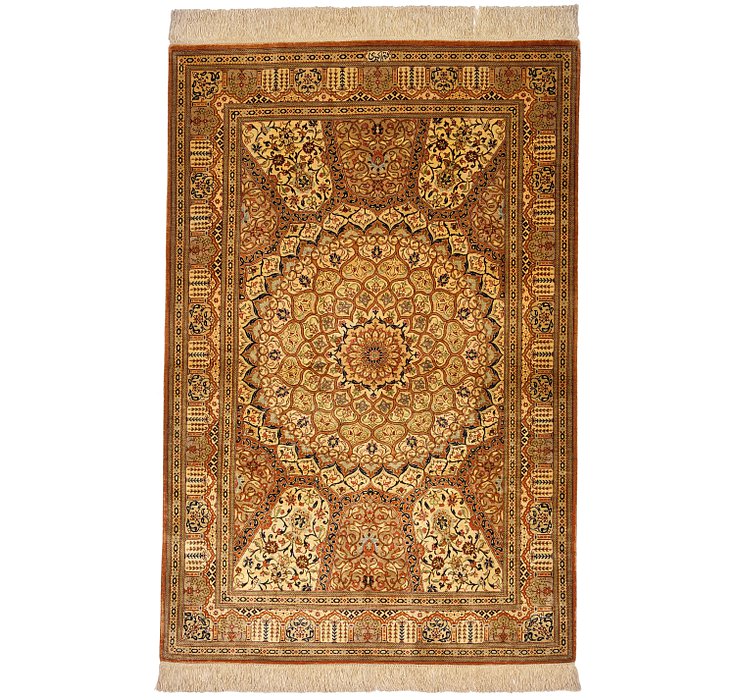 HandKnotted 3' 3 x 4' 11 Qom Persian Rug