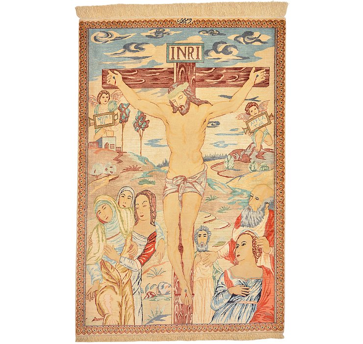 2' 7 x 4' Qom Persian Rug