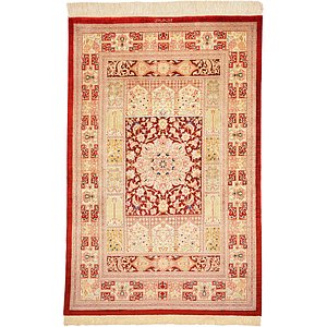 3' 2 x 4' 10 Qom Persian Rug