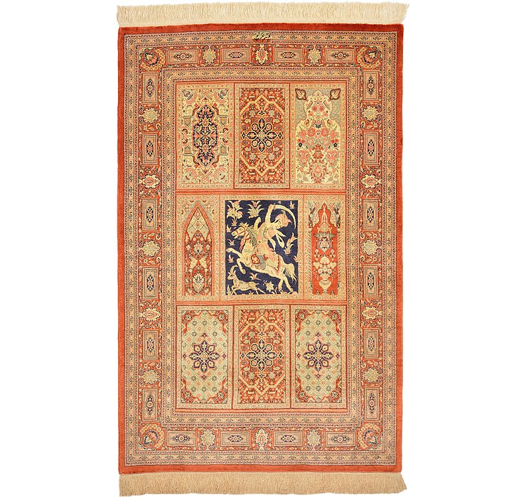 2' 7 x 4' Qom Persian Rug