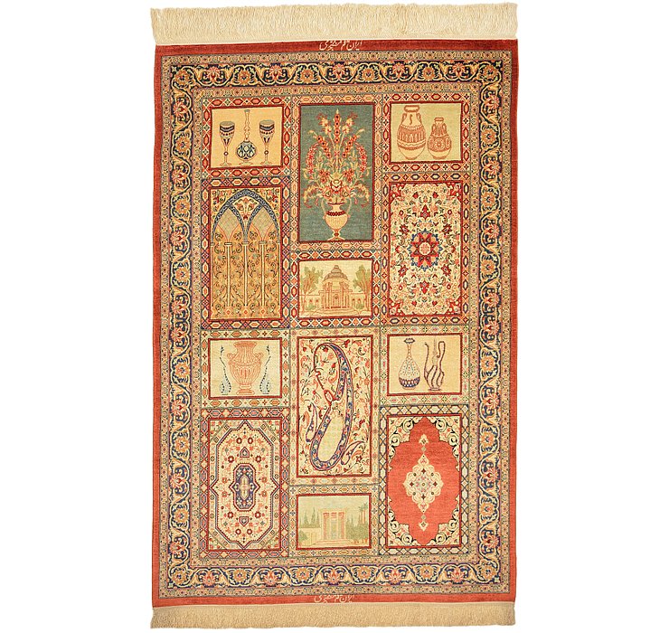 75cm x 117cm Qom Persian Rug