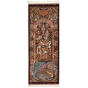 HandKnotted 2' x 5' 1 Qom Persian Runner Rug