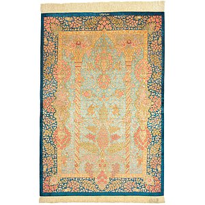 3' 4 x 4' 11 Qom Persian Rug