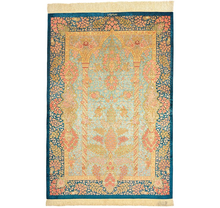 3' 4 x 4' 11 Qom Persian Rug
