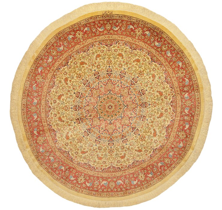4' 9 x 4' 9 Qom Persian Round Rug