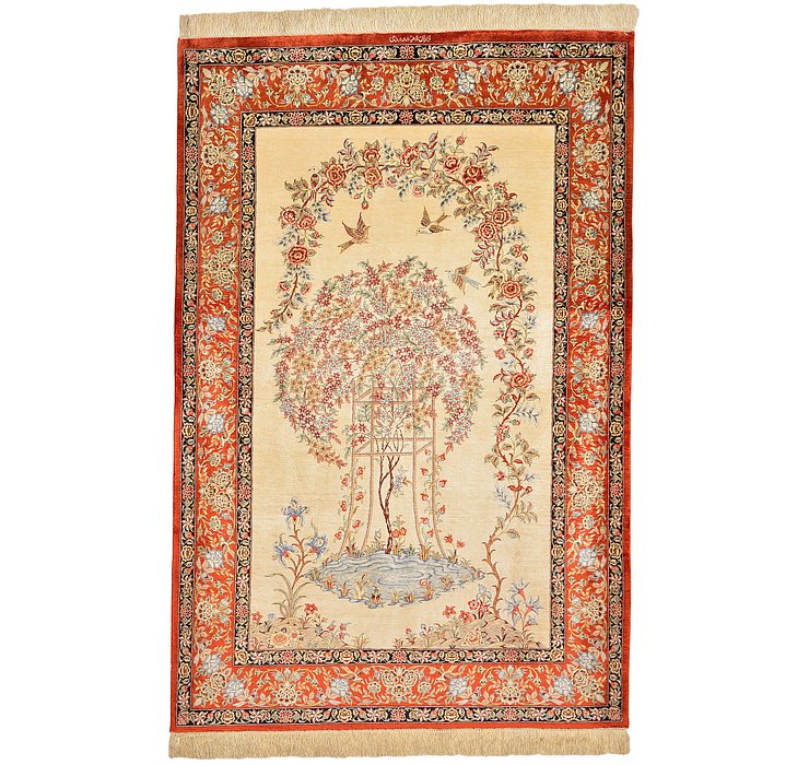 3' 4 x 5' Qom Persian Rug