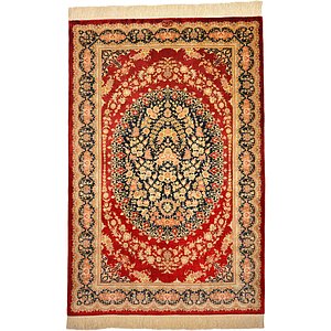 3' 4 x 4' 11 Qom Persian Rug