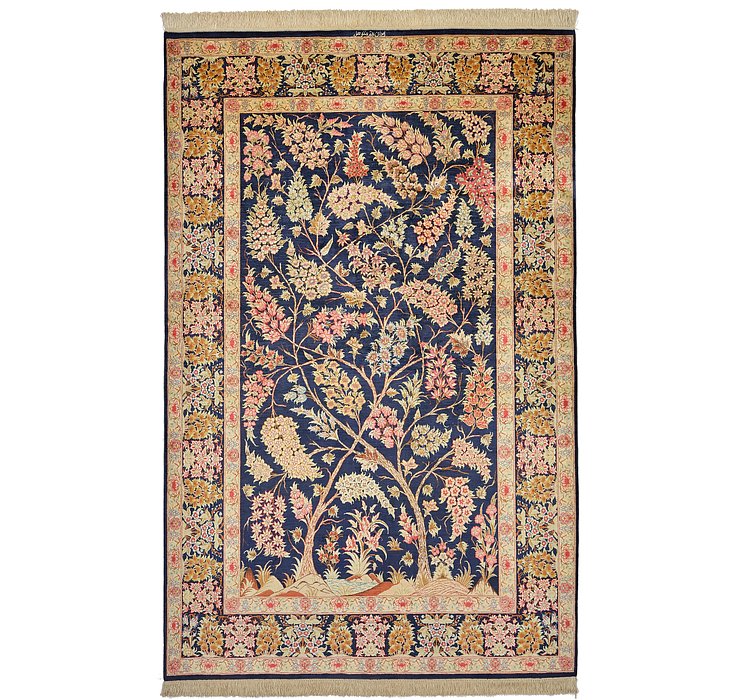 4' 3 x 6' 8 Qom Persian Rug