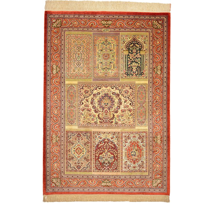 3' 5 x 4' 10 Qom Persian Rug