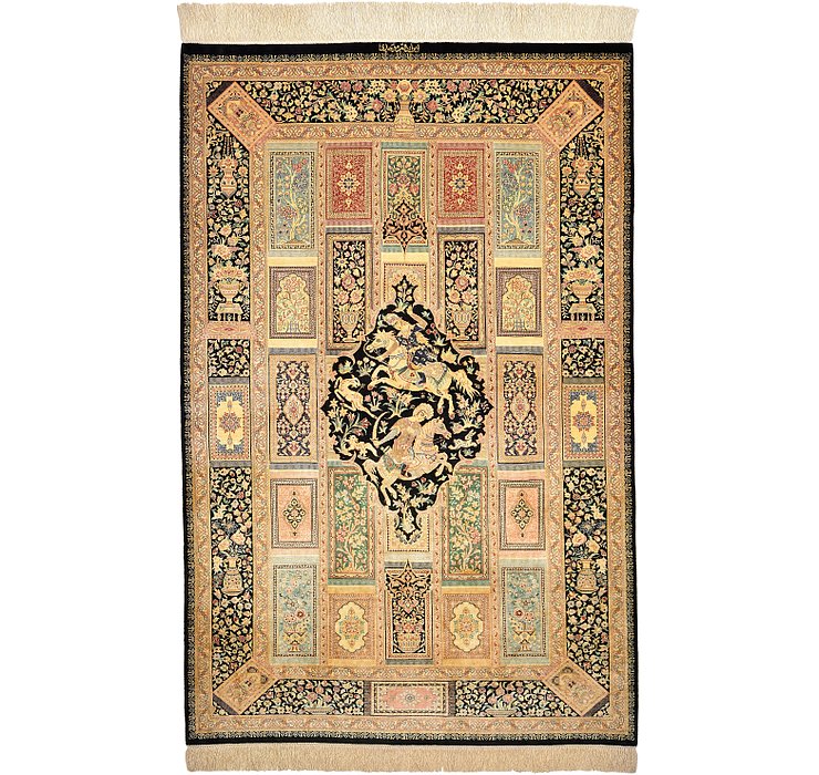 3' 6 x 5' 3 Qom Persian Rug
