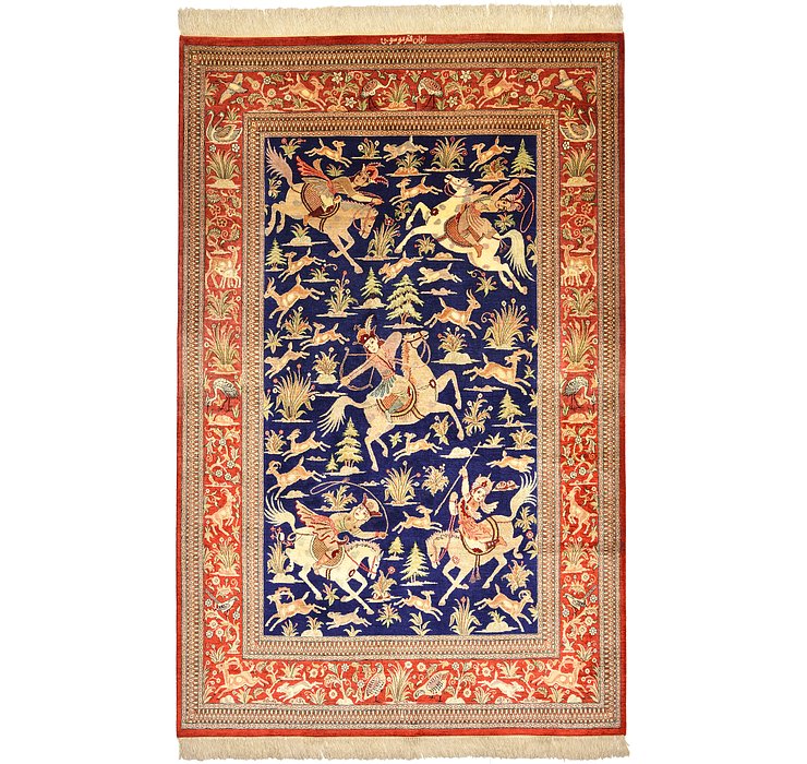 4' 2 x 6' 6 Qom Persian Rug