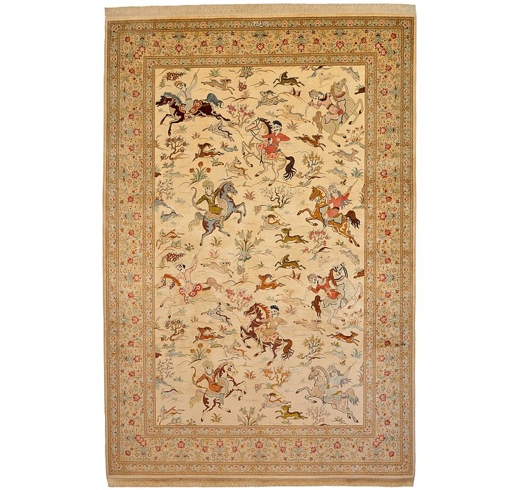 6' 6 x 9' 10 Qom Persian Rug