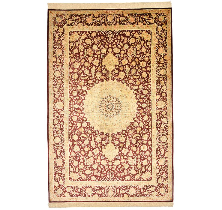 6' 7 x 10' 1 Qom Persian Rug