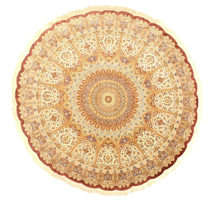10' x 10' Qom Persian Round Rug