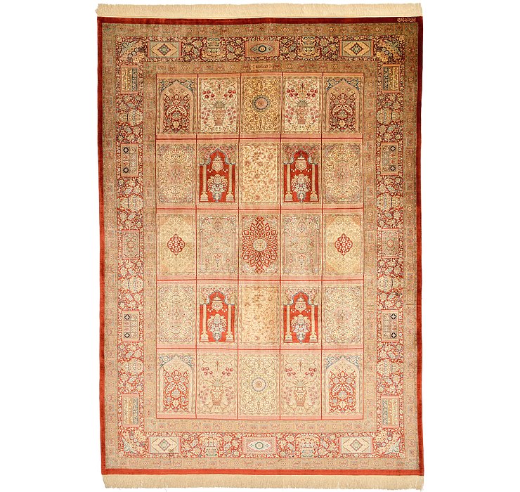 HandKnotted 6' 6 x 9' 3 Qom Persian Rug