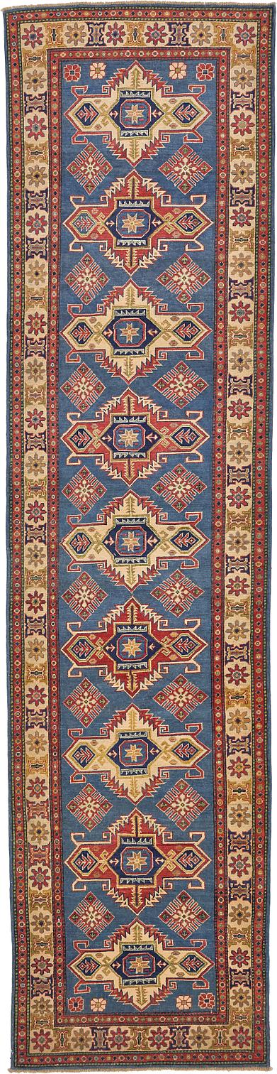 Blue 3 10 X 15 4 Kazak Oriental Runner Rug Rugs Erugs 3 10 X 15 4 Kazak Oriental Runner Rug