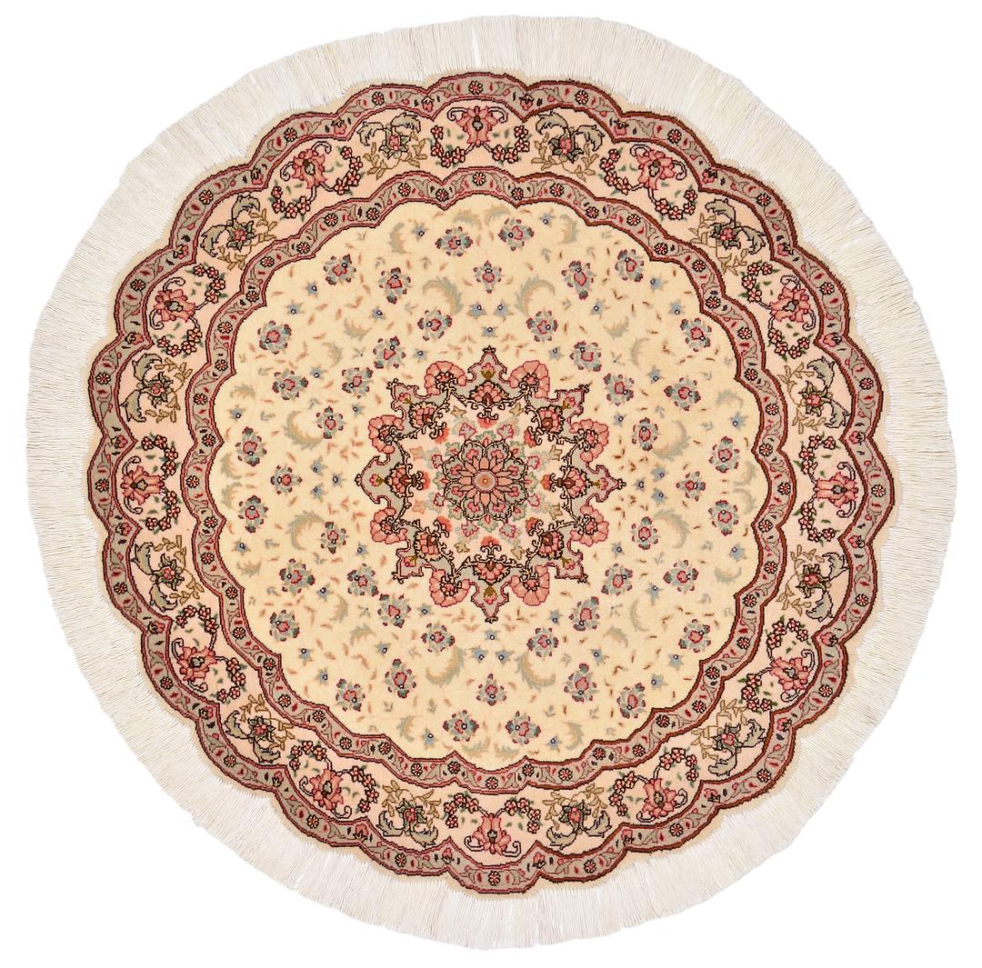 Cream 3' 3 x 3' 3 Tabriz Persian Round Rug Persian Rugs eSaleRugs
