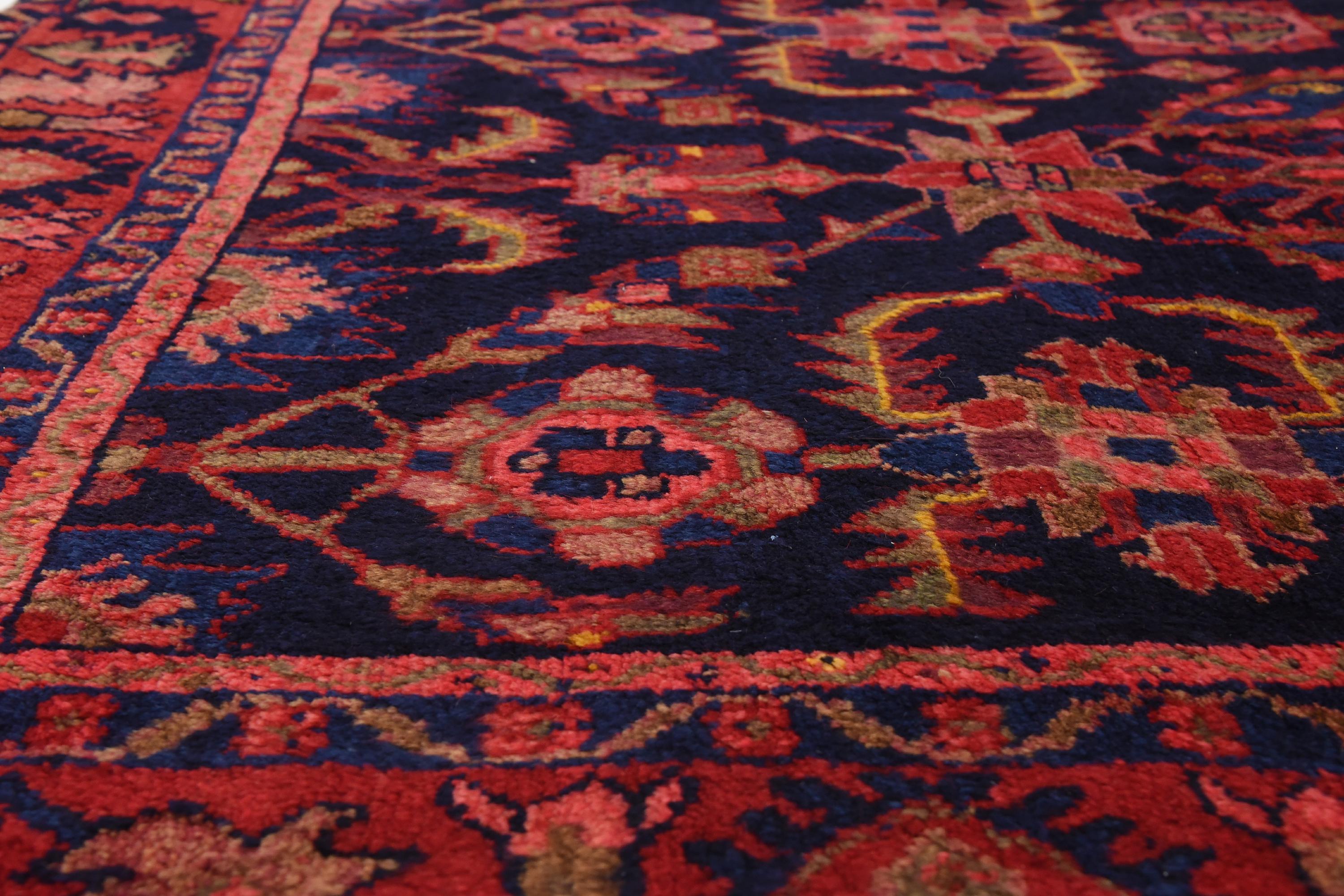 Navy Blue 4' 5 x 6' 8 Hamedan Persian Rug iRugs UK