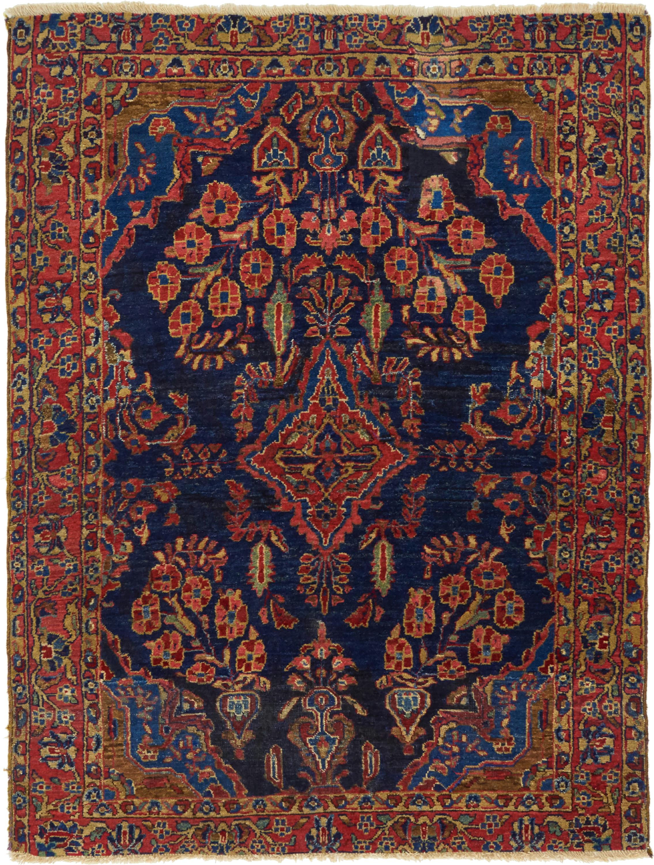 Navy Blue 3' 4 x 4' 4 Sarough Persian Rug eSaleRugs