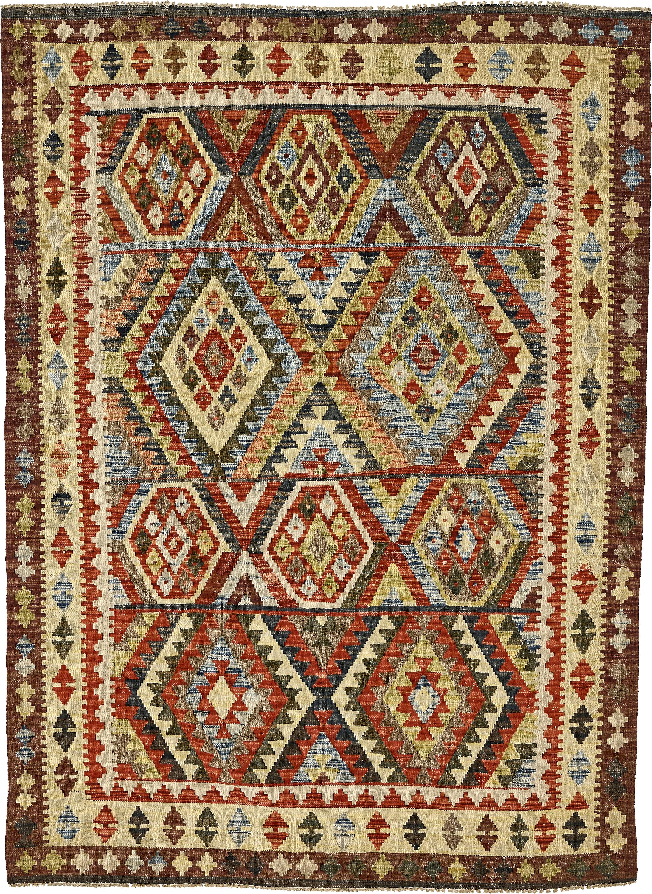 Cream 4' 10 x 6' 7 Kilim Maymana Rug eSaleRugs