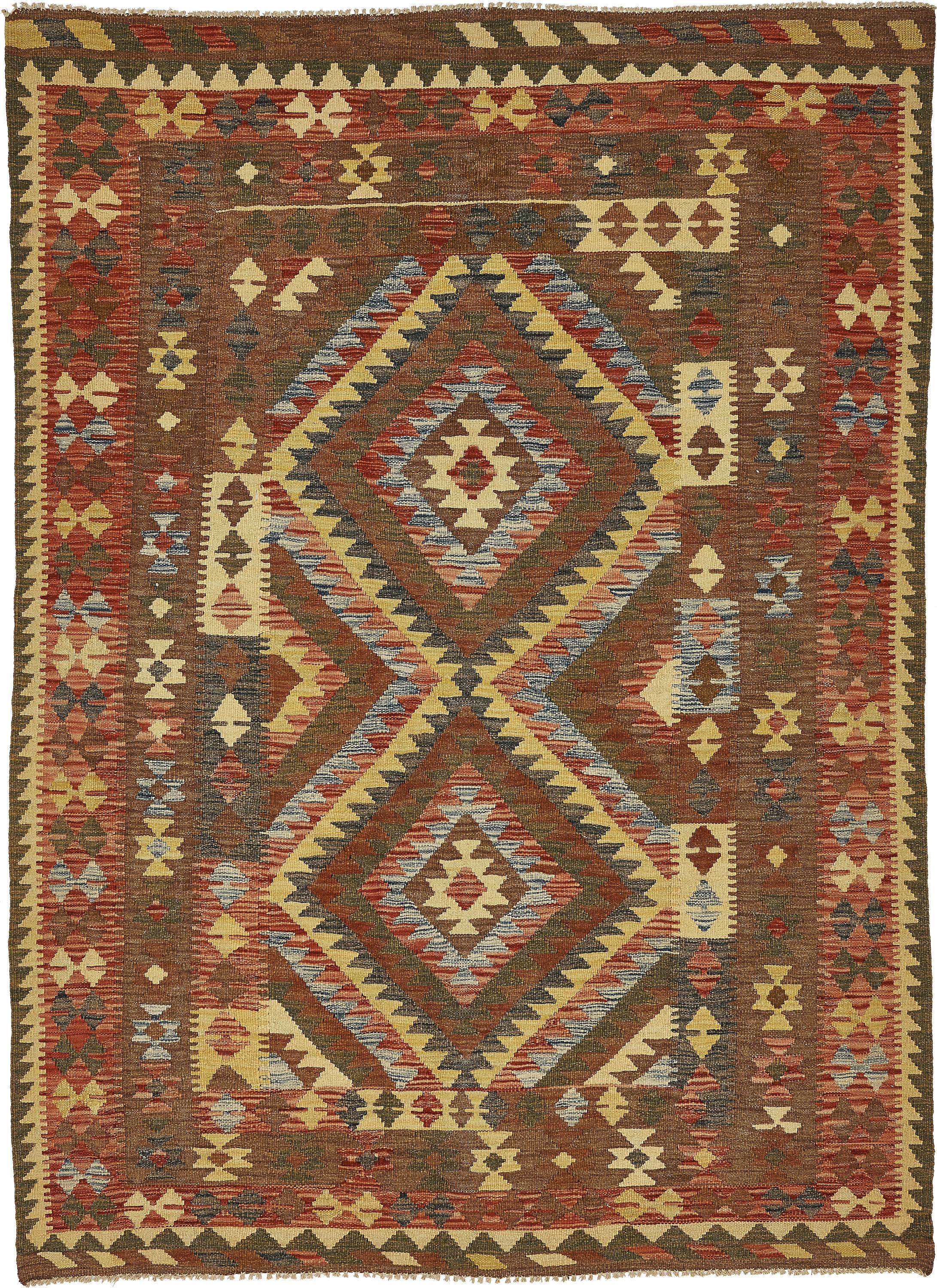 Red 4' 8 x 6' 5 Kilim Maymana Rug iRugs UK