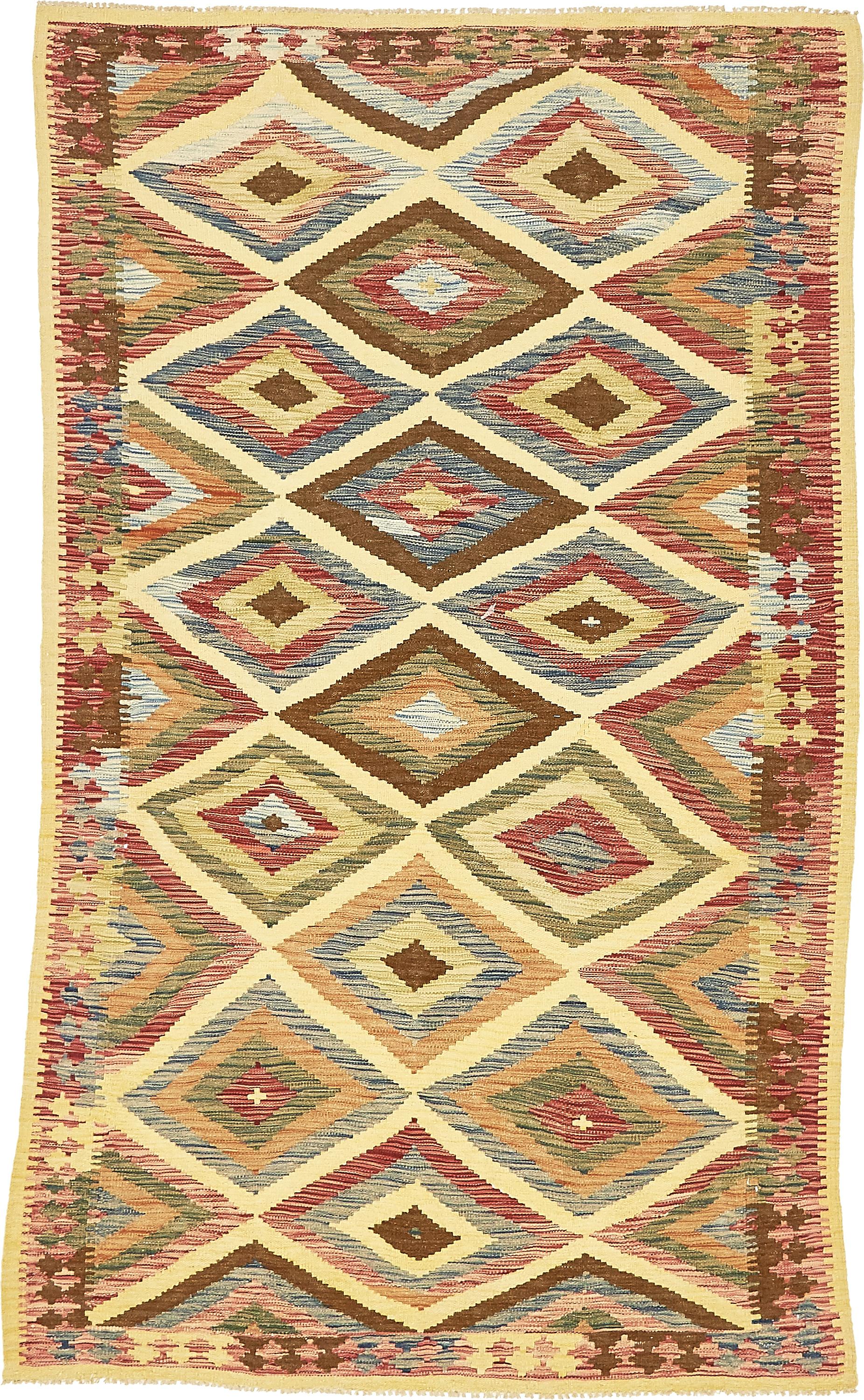 Cream 5' x 8' 3 Kilim Maymana Rug eSaleRugs