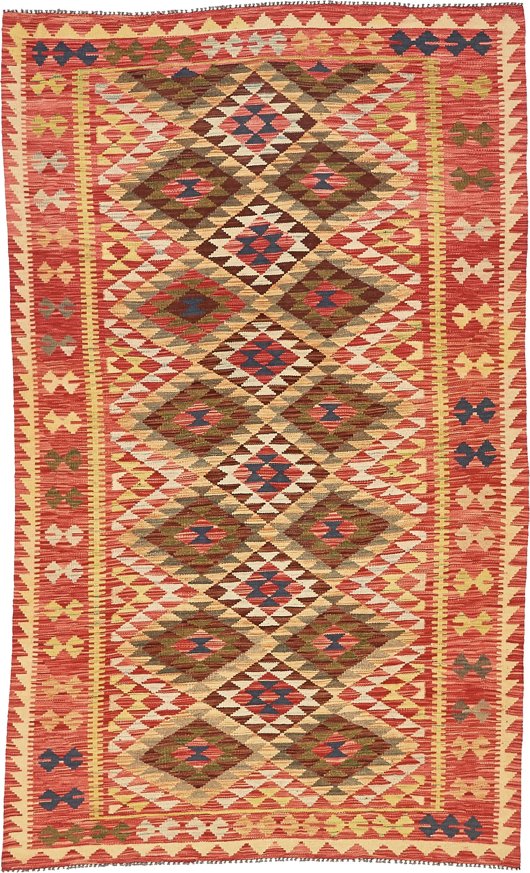 Red 4' 11 x 8' 3 Kilim Maymana Rug iRugs UK