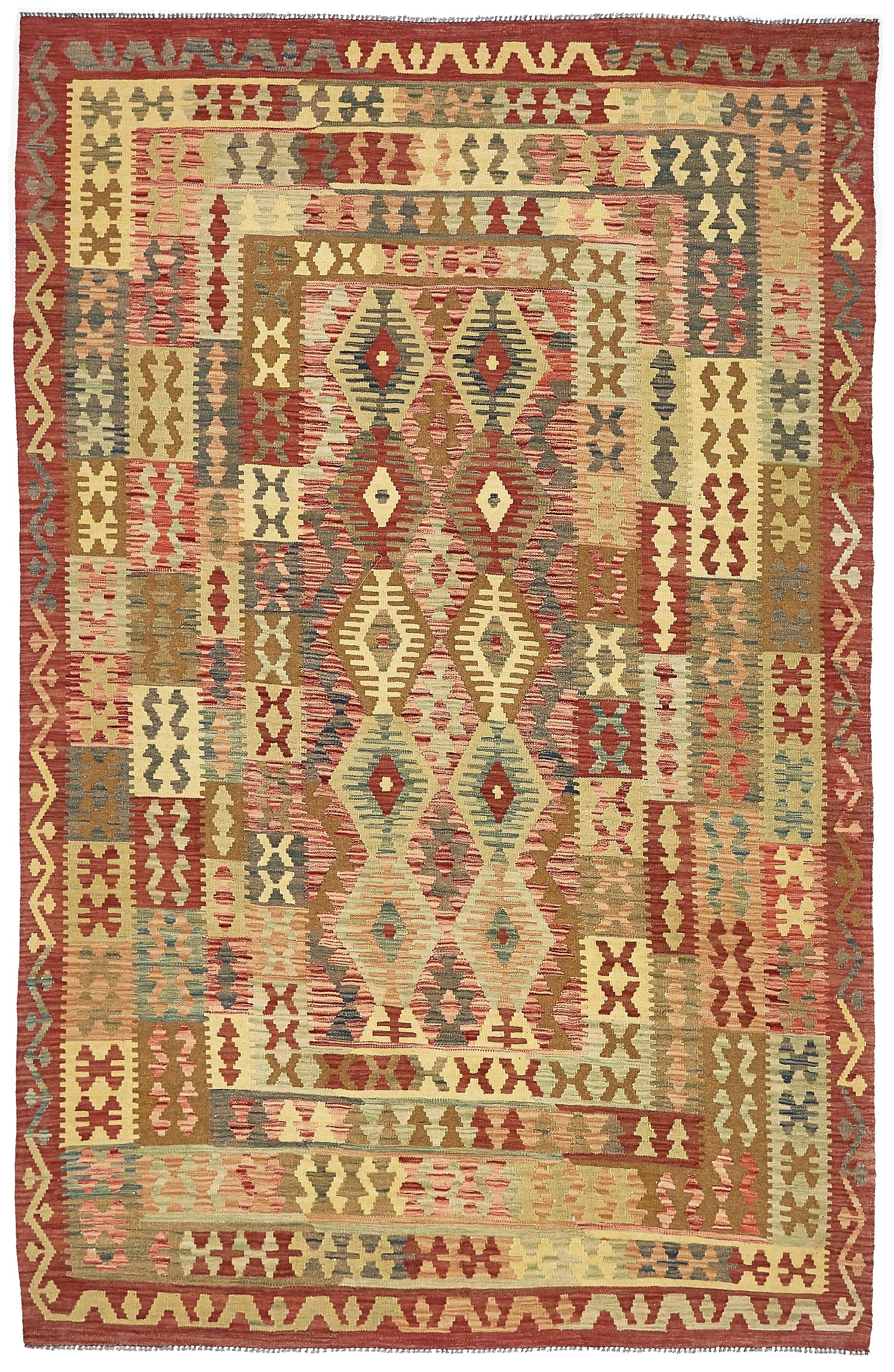 Burgundy 6' 5 x 9' 9 Kilim Maymana Rug eSaleRugs