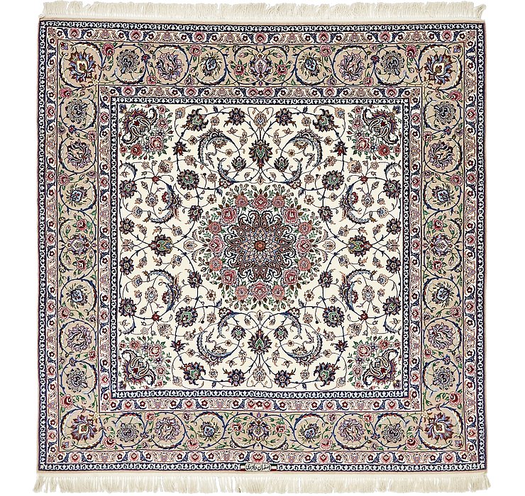 HandKnotted 6' 7 x 6' 8 Isfahan Persian Square ...
