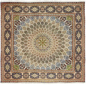 9' 6 x 9' 6 Tabriz Persian Square Rug