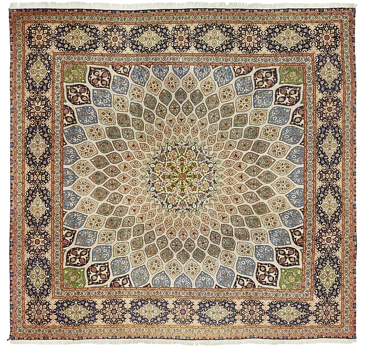 9' 6 x 9' 6 Tabriz Persian Square Rug