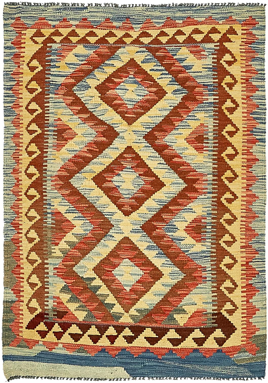 Cream 3' 2 x 4' 8 Kilim Maymana Rug Area Rugs eSaleRugs