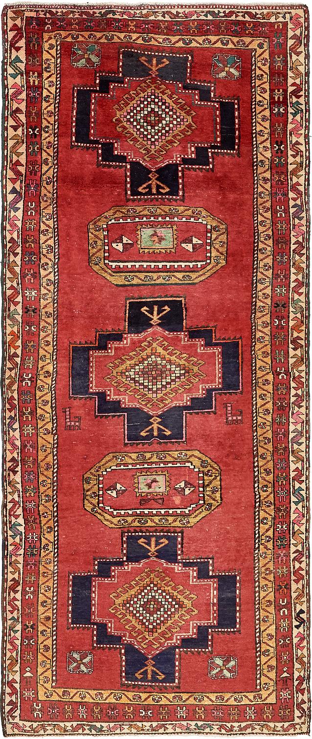Red 4' 5 x 11' Meshkin Persian Runner Rug Persian Rugs eSaleRugs