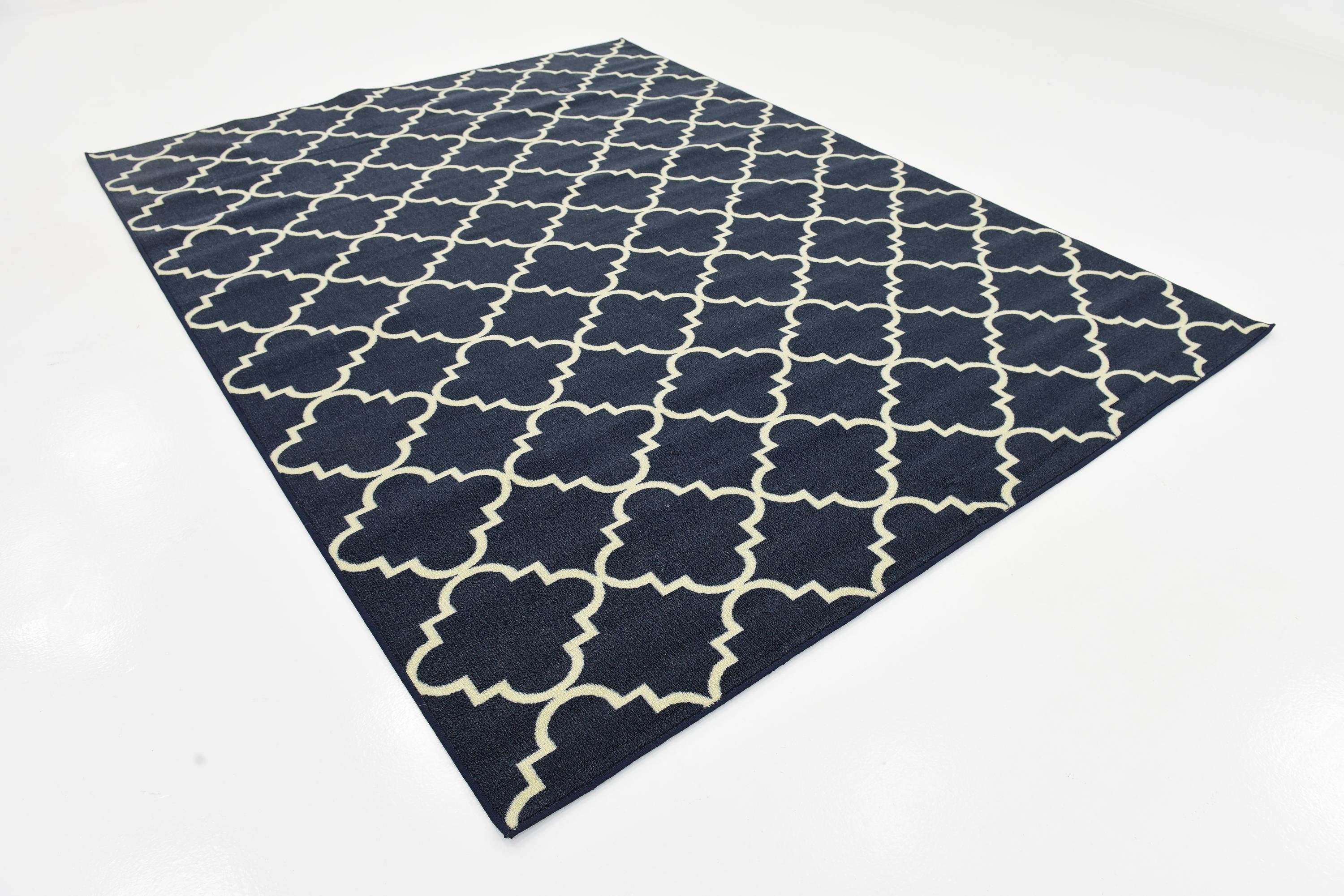Dark Blue 7' 6 x 10' Trellis Rug iRugs UK